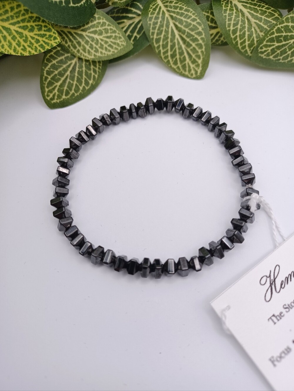Hematite Healing Crystal Stretch Bracelet - Dark Metallic Black